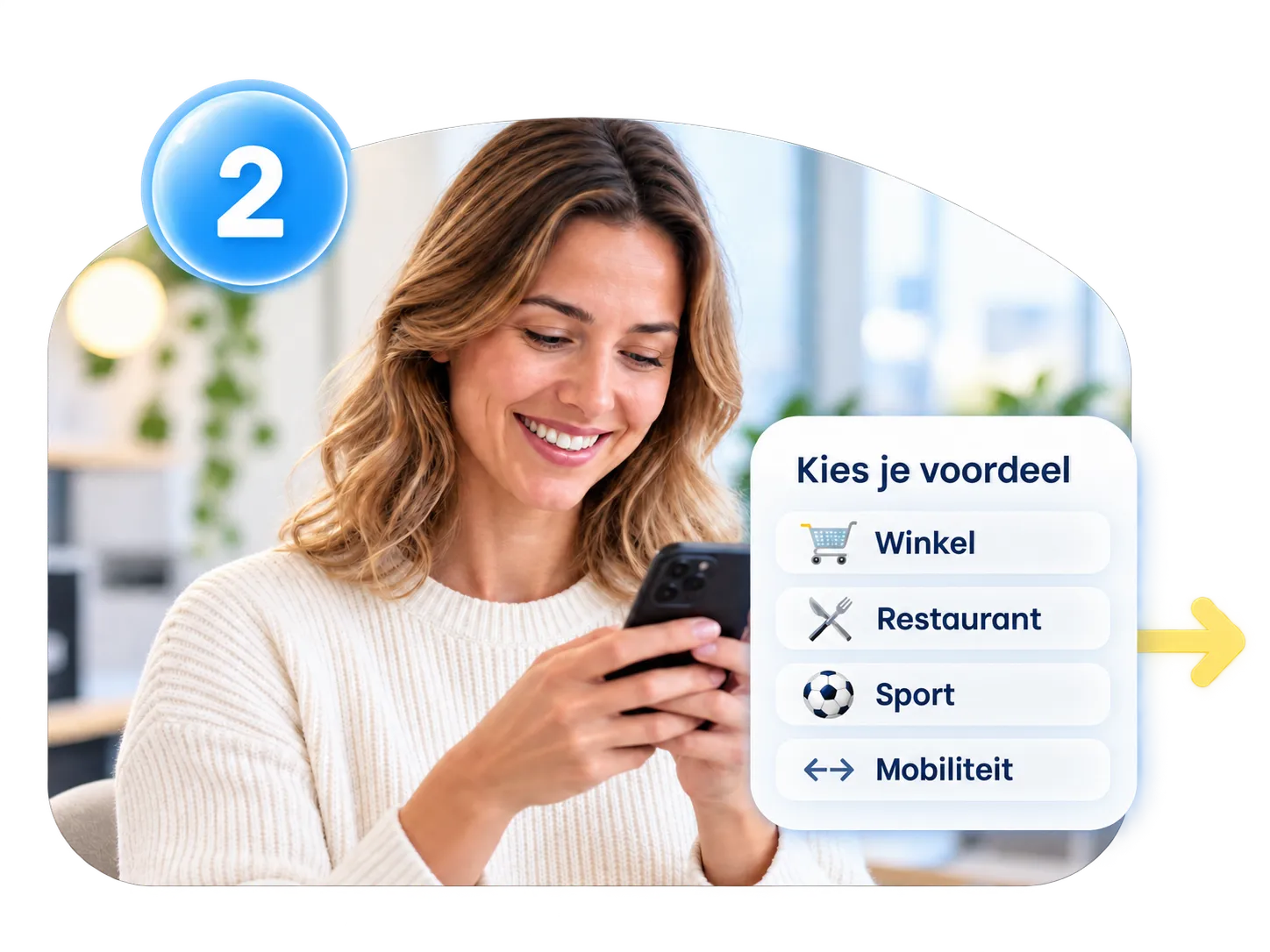 Medewerker maakt een keuze op haar telefoon