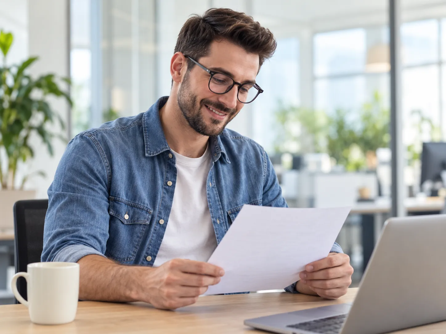 Medewerker bekijkt een loonstrook